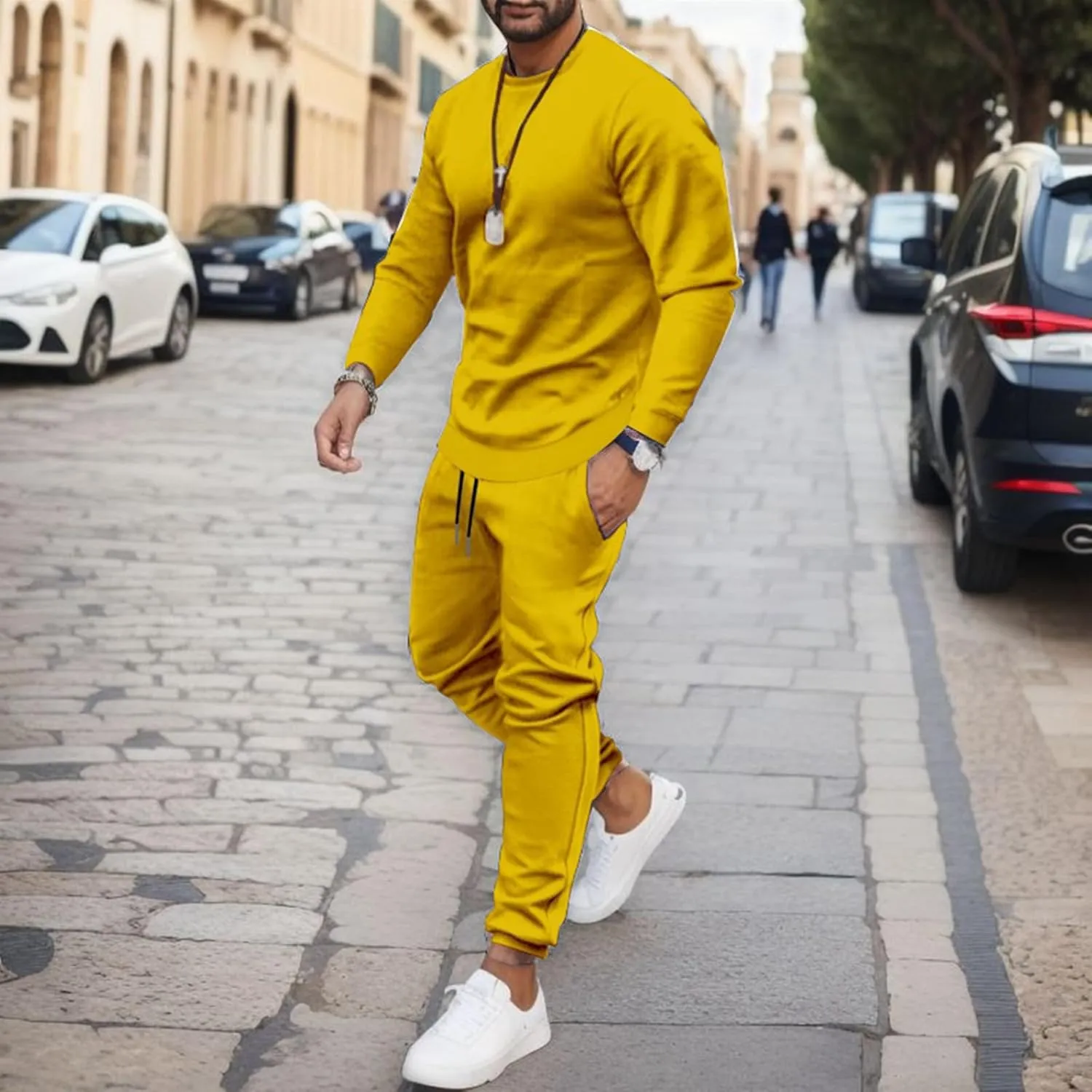 2 Piece Tracksuit for Men Winter Outfits Stylish Casual Tshirt and Sweatpants Set Plus Size Breathable Jogger Sweatsuit