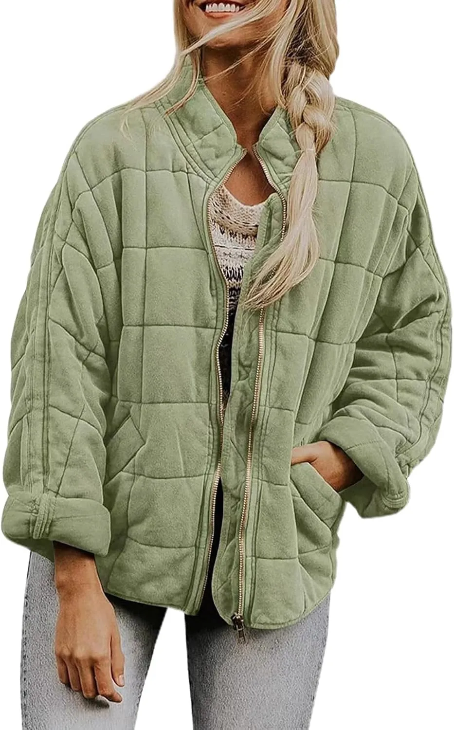 2024 Vintage Thick Solid Zip Down Coat for Womens Long Sleeve Pockets Overcoat Warm Fitted Soft Jacket Winter Clothes