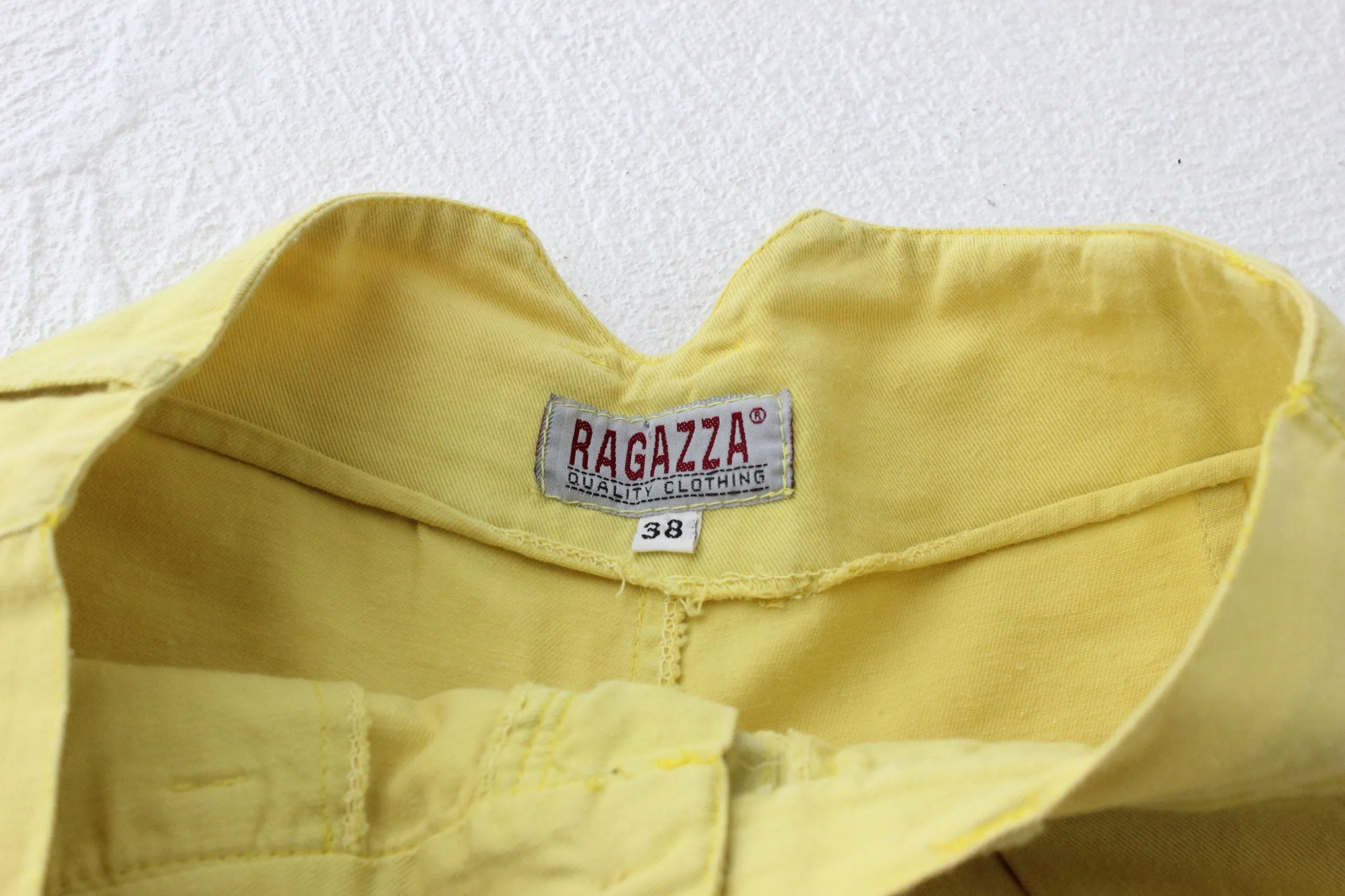 80s European Lemon Yellow Cotton Knee Length Shorts