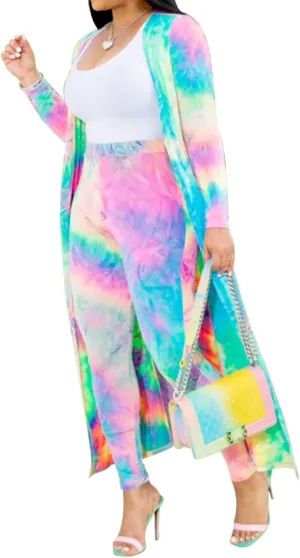 A ADILACA Womens 2 Piece Outfits Floral Print Open Front Cardigan and Pants Set (8 Color, S-4XL)