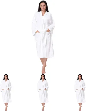 Acanva Women's & Men's Terry Robe Plush Cotton Spa Kimono Bathrobe (Pack of 4)