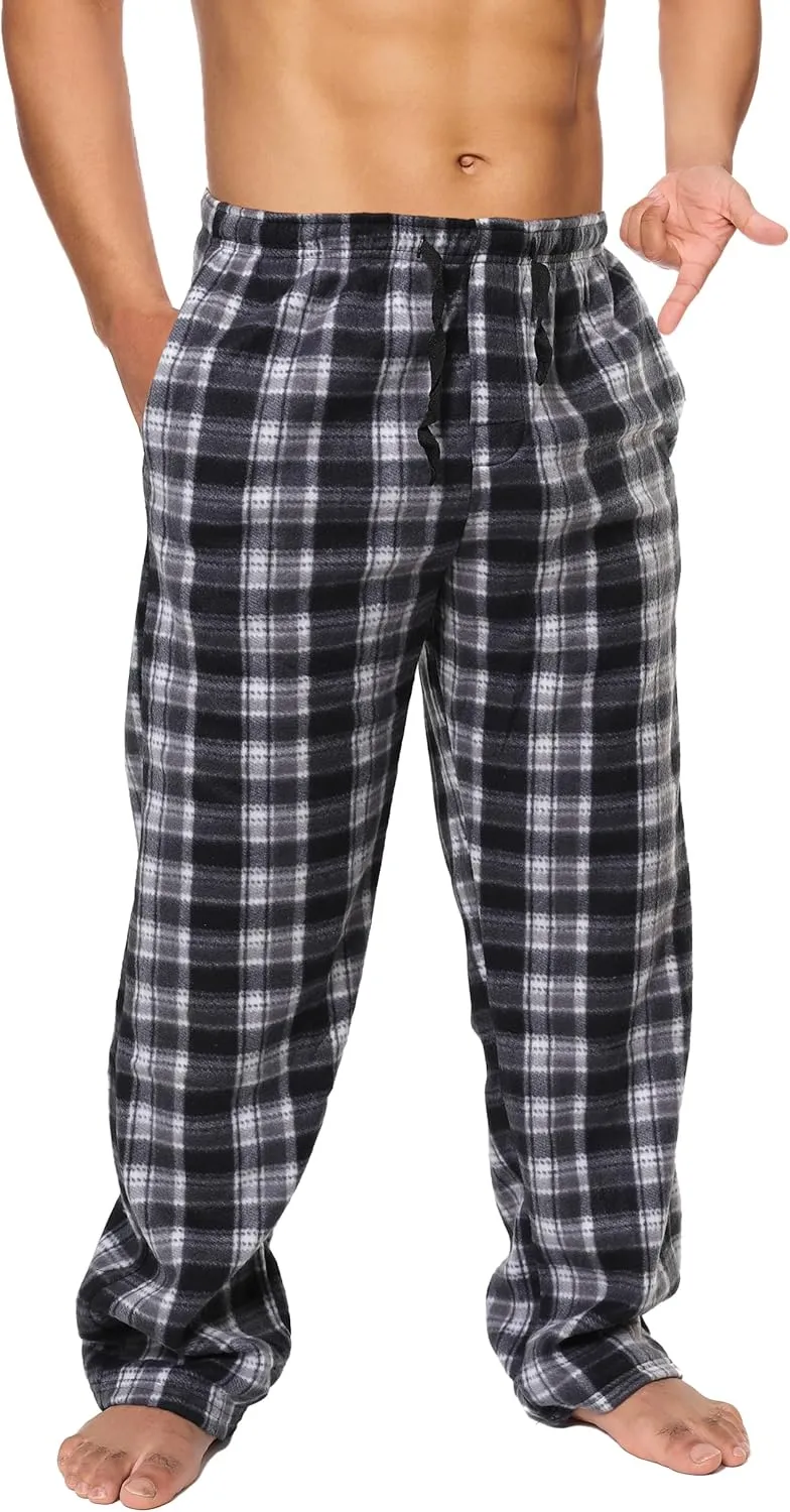 Active Club Mens Fleece Pajama Pants - Plaid Mens Pajama Bottoms - Mens Lounge Pants with Pockets (S - 3X)