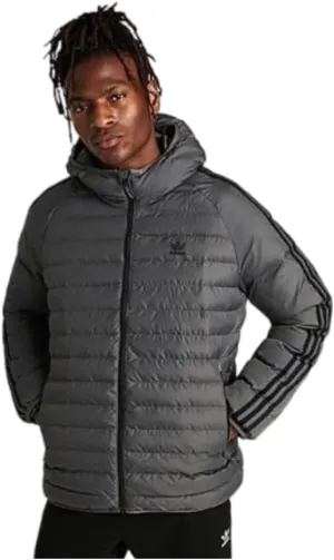 adidas Originals Men's Polyester Hooded Padded Jacket- Black/Grey- GN4502- Size Large