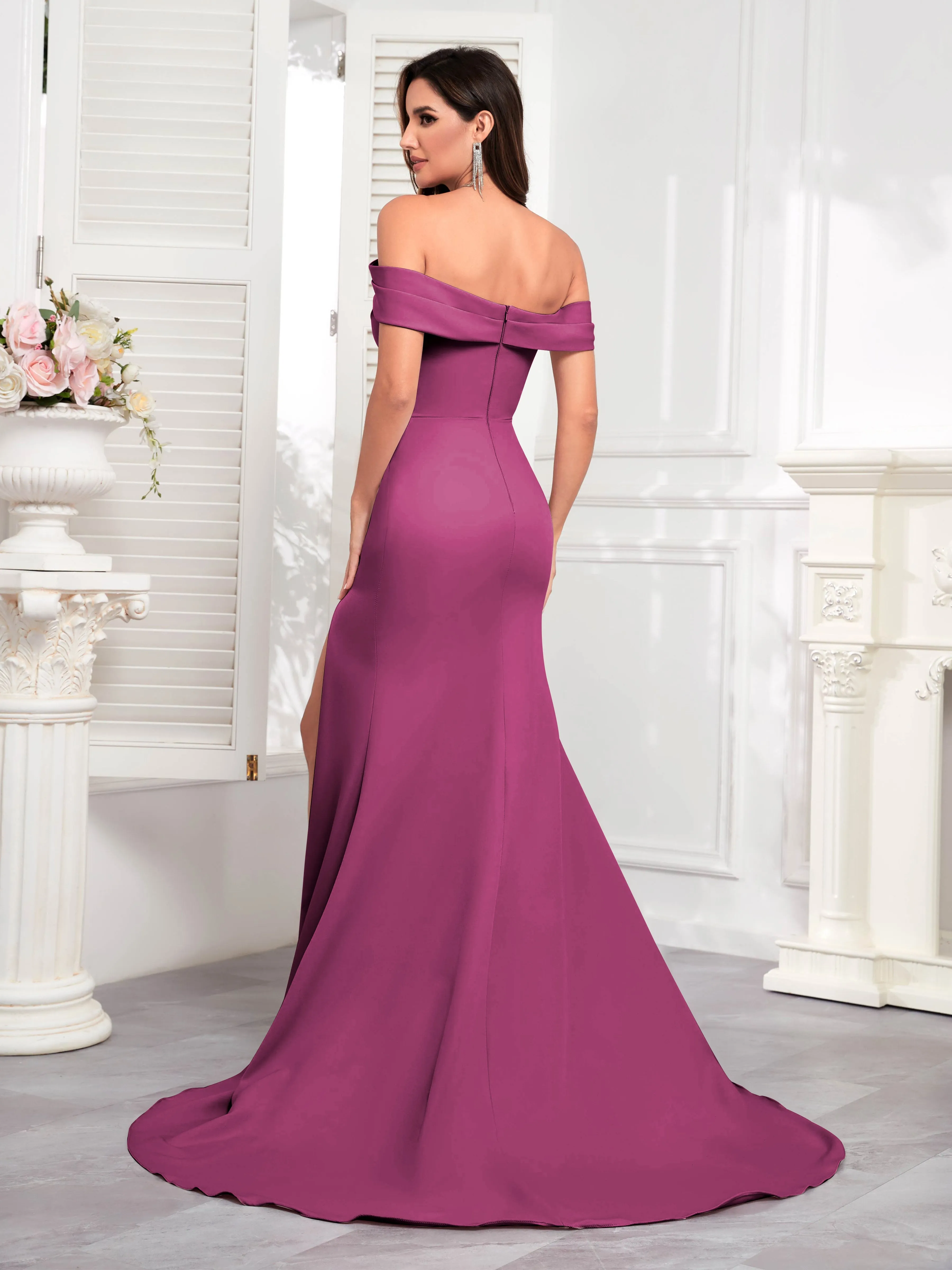 Alexandria Graceful Off the Shoulder Trumpet Train Occasion Dresses