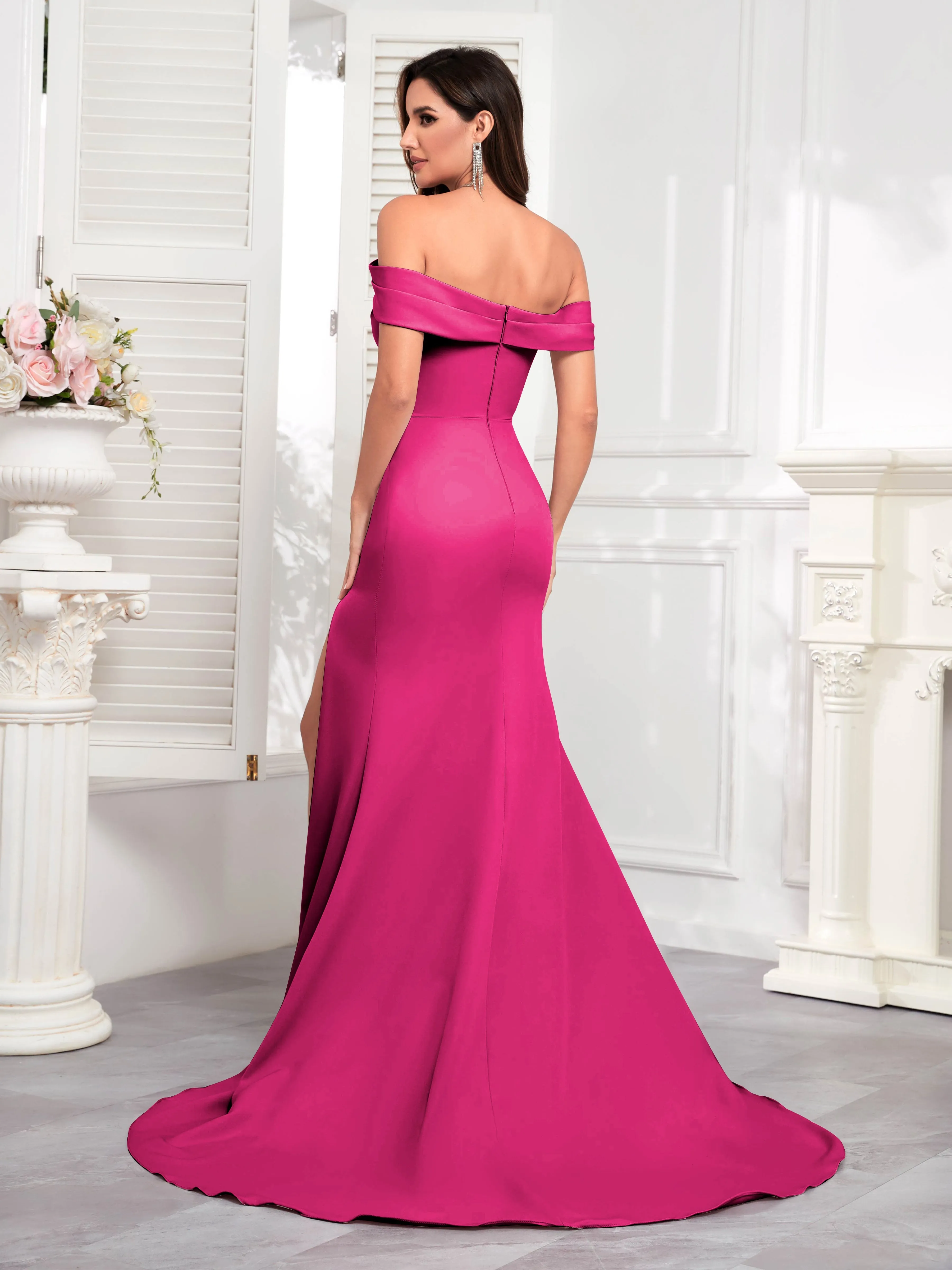 Alexandria Graceful Off the Shoulder Trumpet Train Occasion Dresses