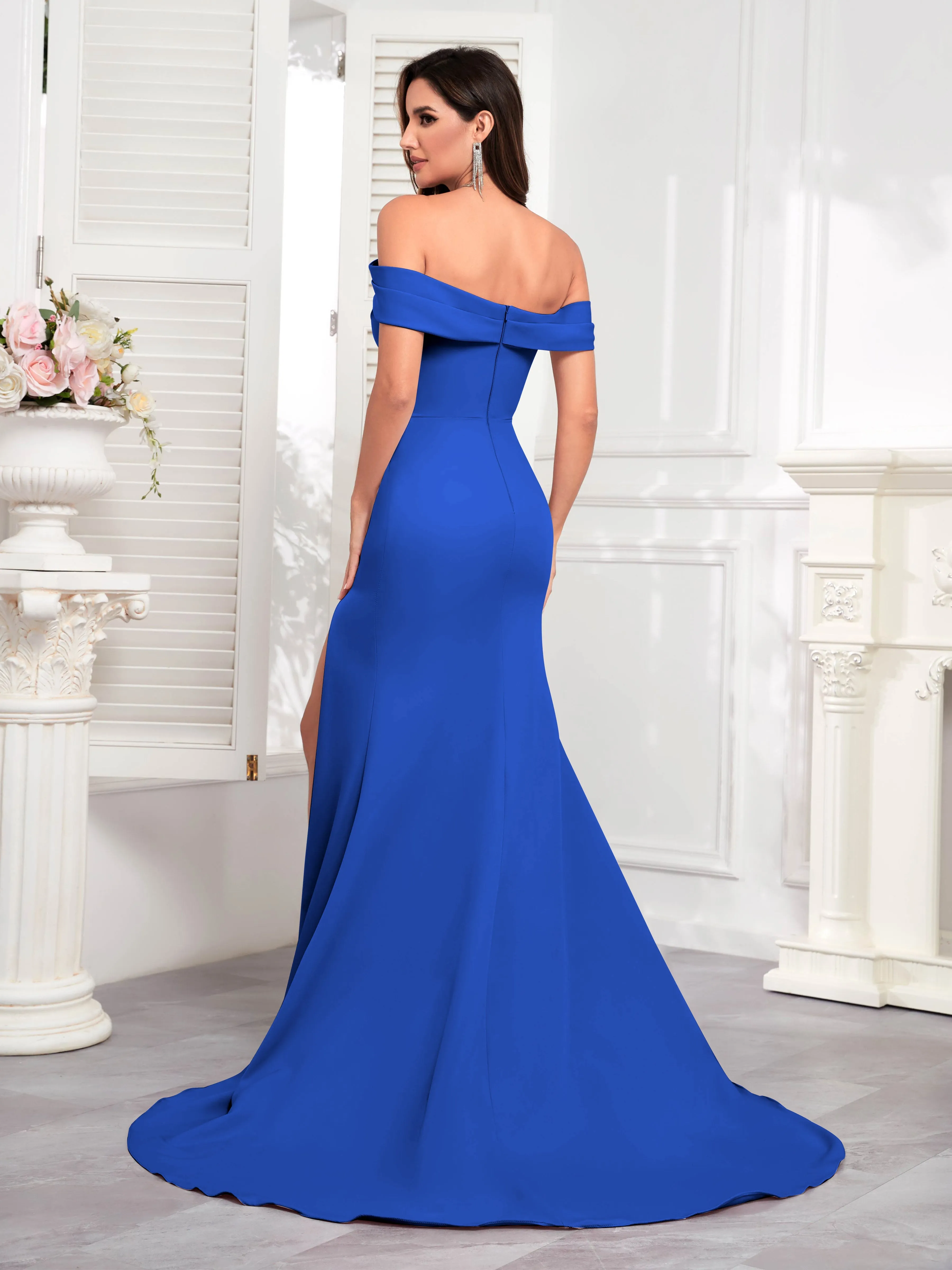 Alexandria Graceful Off the Shoulder Trumpet Train Occasion Dresses
