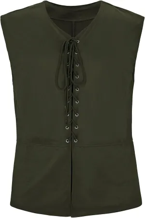 American Trends Renaissance Costume Men Renaissance Vest Costume Medieval Costumes Lace-up Waistcoat Halloween Pirate Vest