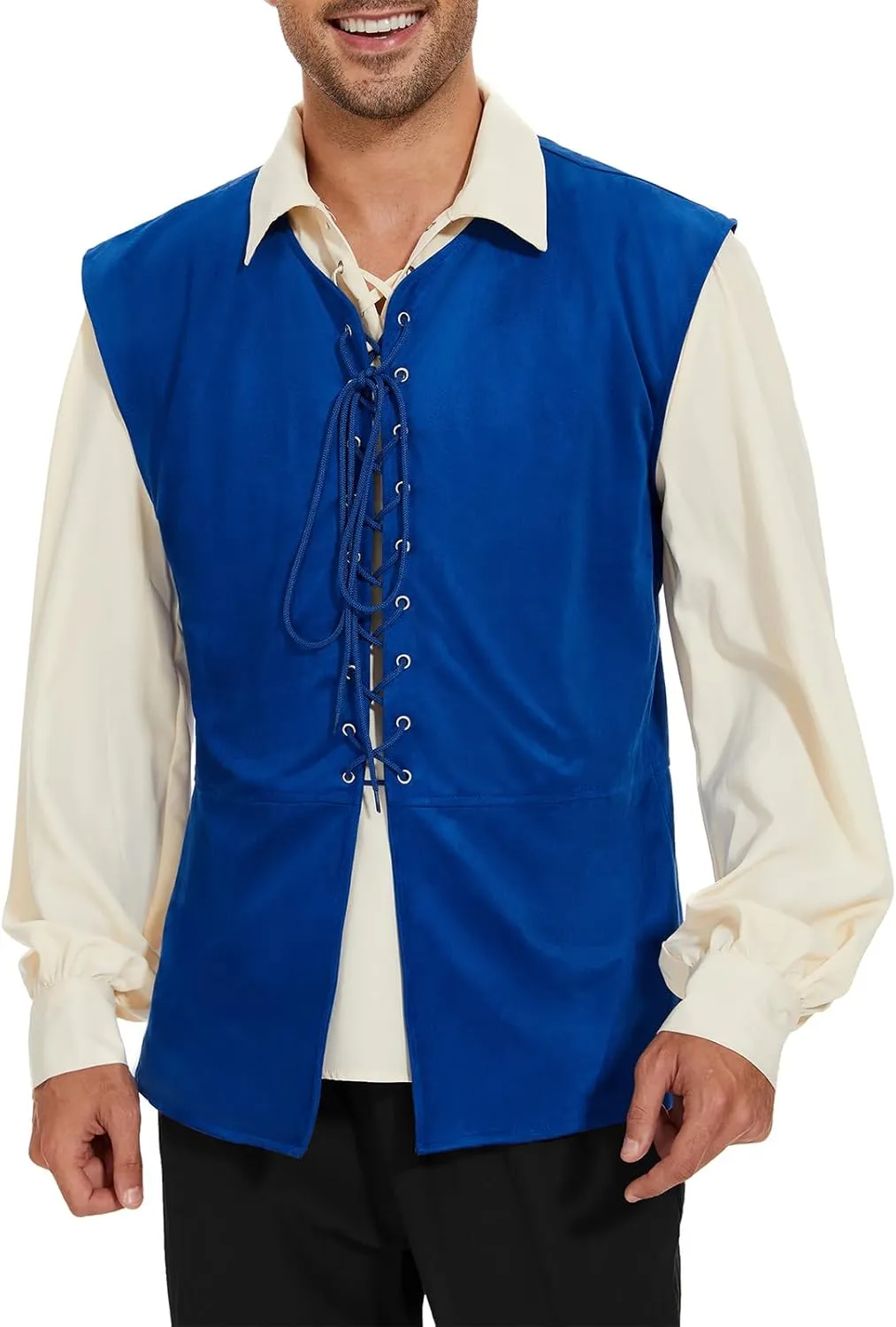 American Trends Renaissance Costume Men Renaissance Vest Costume Medieval Costumes Lace-up Waistcoat Halloween Pirate Vest