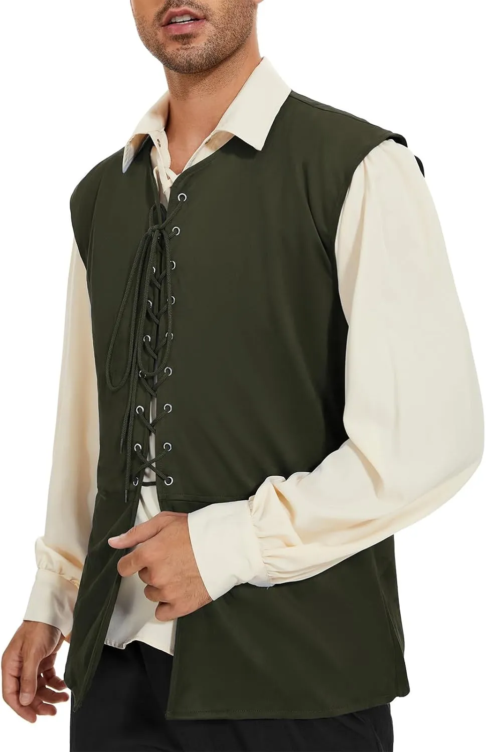 American Trends Renaissance Costume Men Renaissance Vest Costume Medieval Costumes Lace-up Waistcoat Halloween Pirate Vest