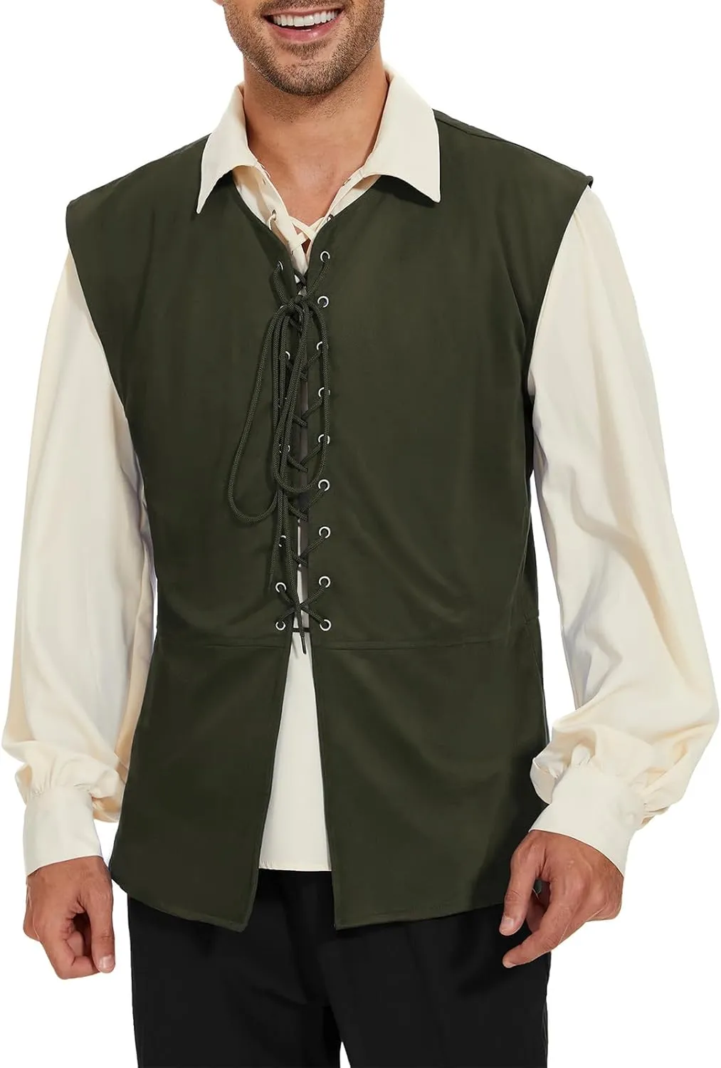 American Trends Renaissance Costume Men Renaissance Vest Costume Medieval Costumes Lace-up Waistcoat Halloween Pirate Vest