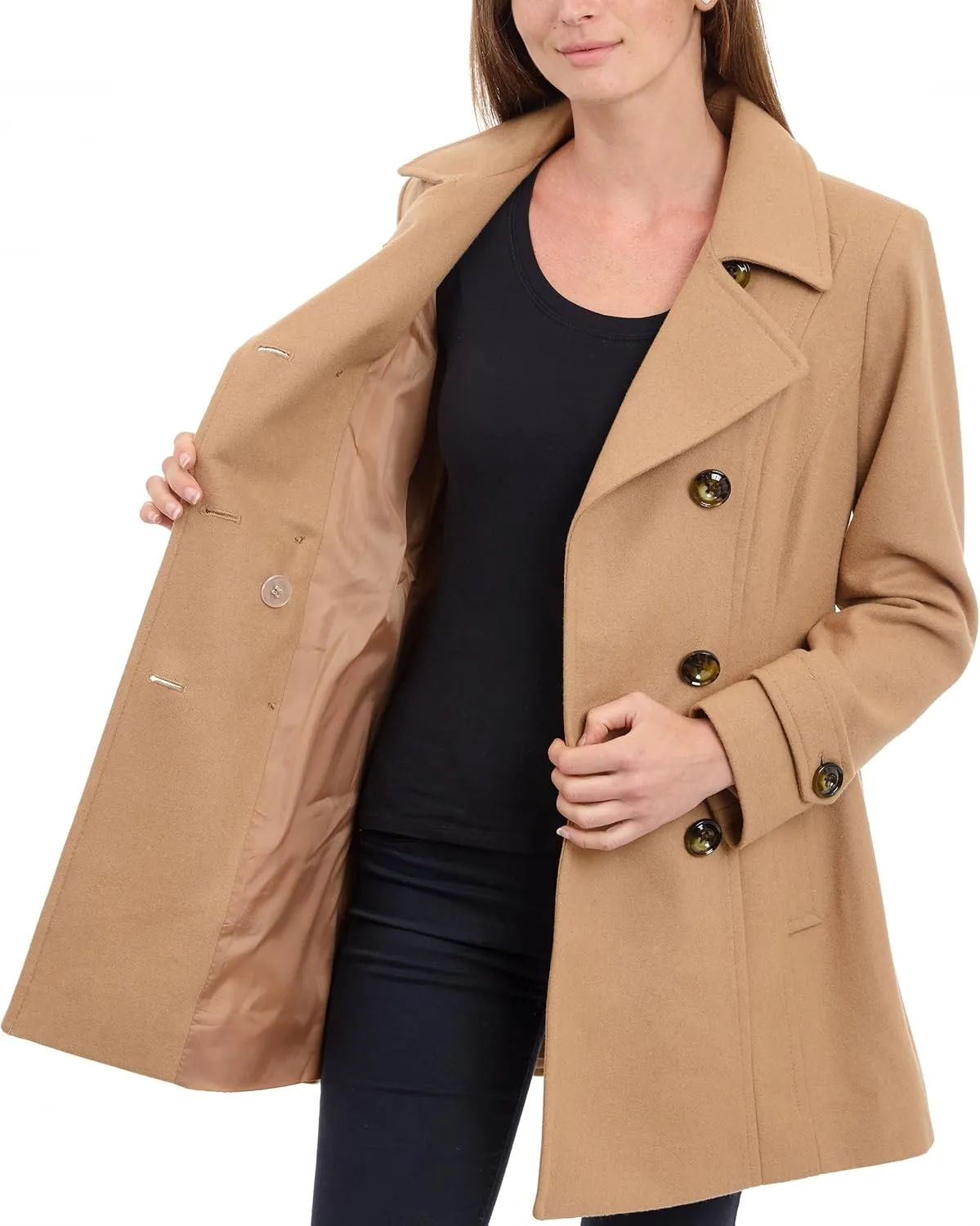 Anne Klein Women's Classic Double Breasted Wool Coat
