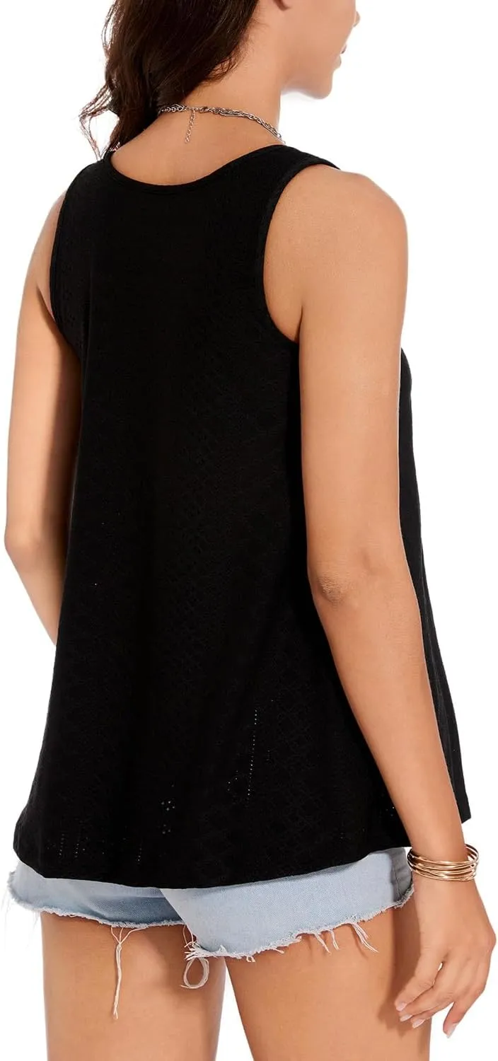 ANYFITTING Women's Built in Bra Tank Top 2025 Summer Trendy Tops Flowy Loose Fit Casual Halter Cami Camisole Outfits S-3XL