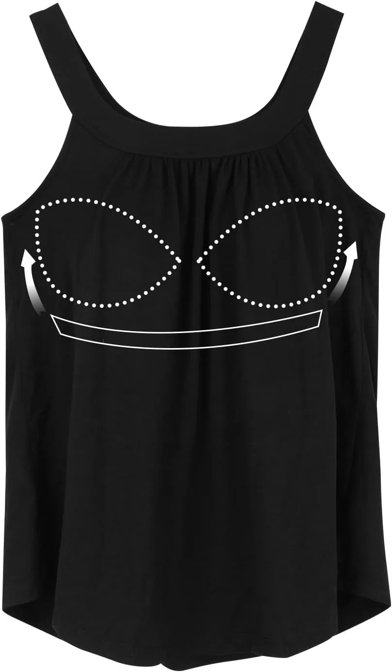 ANYFITTING Women's Built in Bra Tank Top 2025 Summer Trendy Tops Flowy Loose Fit Casual Halter Cami Camisole Outfits S-3XL