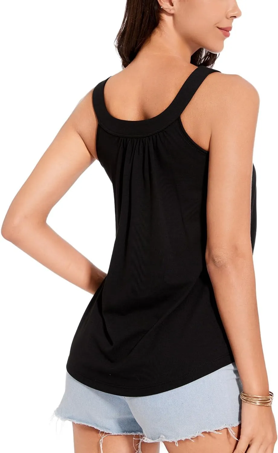 ANYFITTING Women's Built in Bra Tank Top 2025 Summer Trendy Tops Flowy Loose Fit Casual Halter Cami Camisole Outfits S-3XL