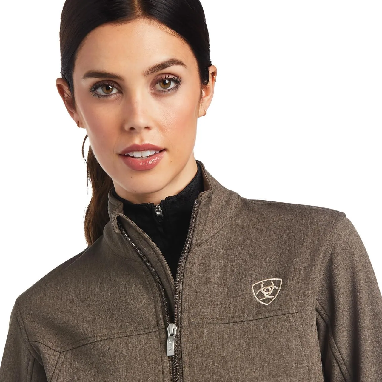 ARIAT Womens New Team Softshell Jacket Athletic Outerwear Casual Full Zip - Black
