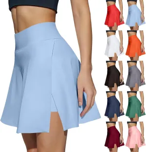 Athletic Skirts for Women with Shorts Underneath High Waisted Side Slit Tennis Skirt Sport Golf Skorts with Pockets