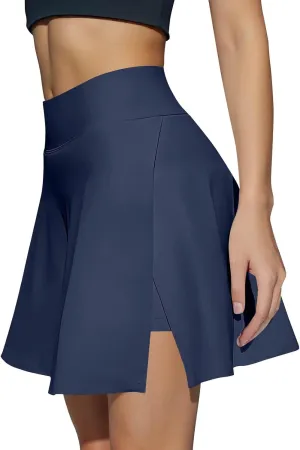 Athletic Skirts for Women with Shorts Underneath High Waisted Side Slit Tennis Skirt Sport Golf Skorts with Pockets