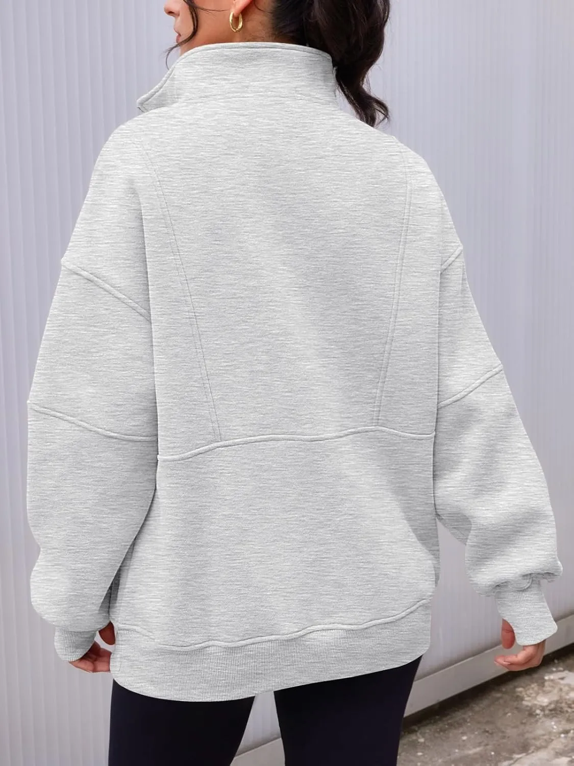AUTOMET Women's Half Zip Oversized Sweatshirts Fleece Pullover Long Hoodies Casual Mock Turtleneck Sweaters with Pockets