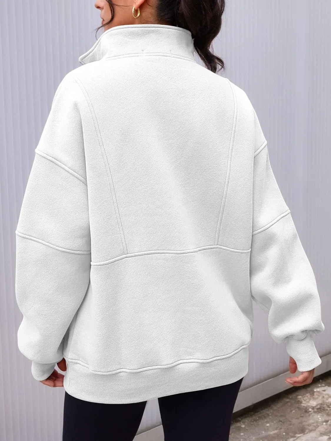 AUTOMET Women's Half Zip Oversized Sweatshirts Fleece Pullover Long Hoodies Casual Mock Turtleneck Sweaters with Pockets