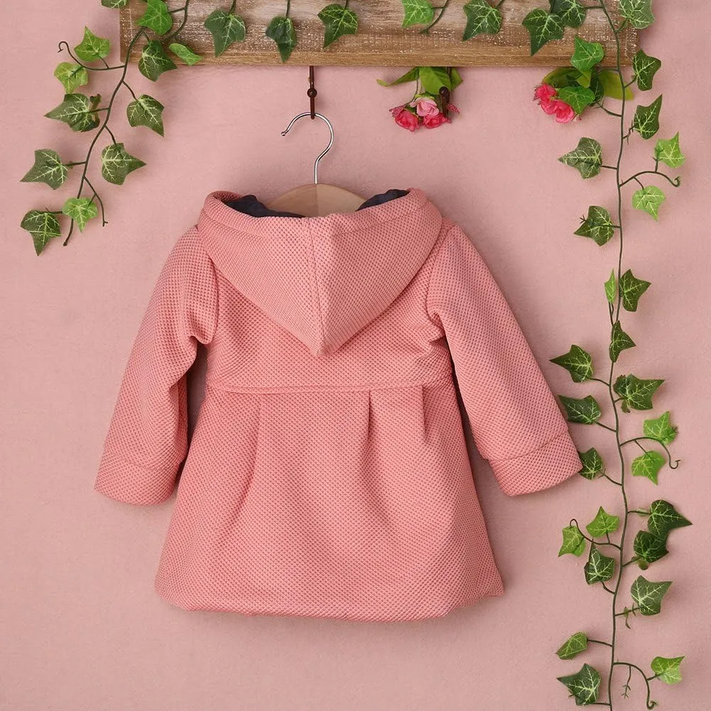 Baby Toddler Girls Fall Winter Trench Coat Wind Hooded Jacket Kids Outerwear