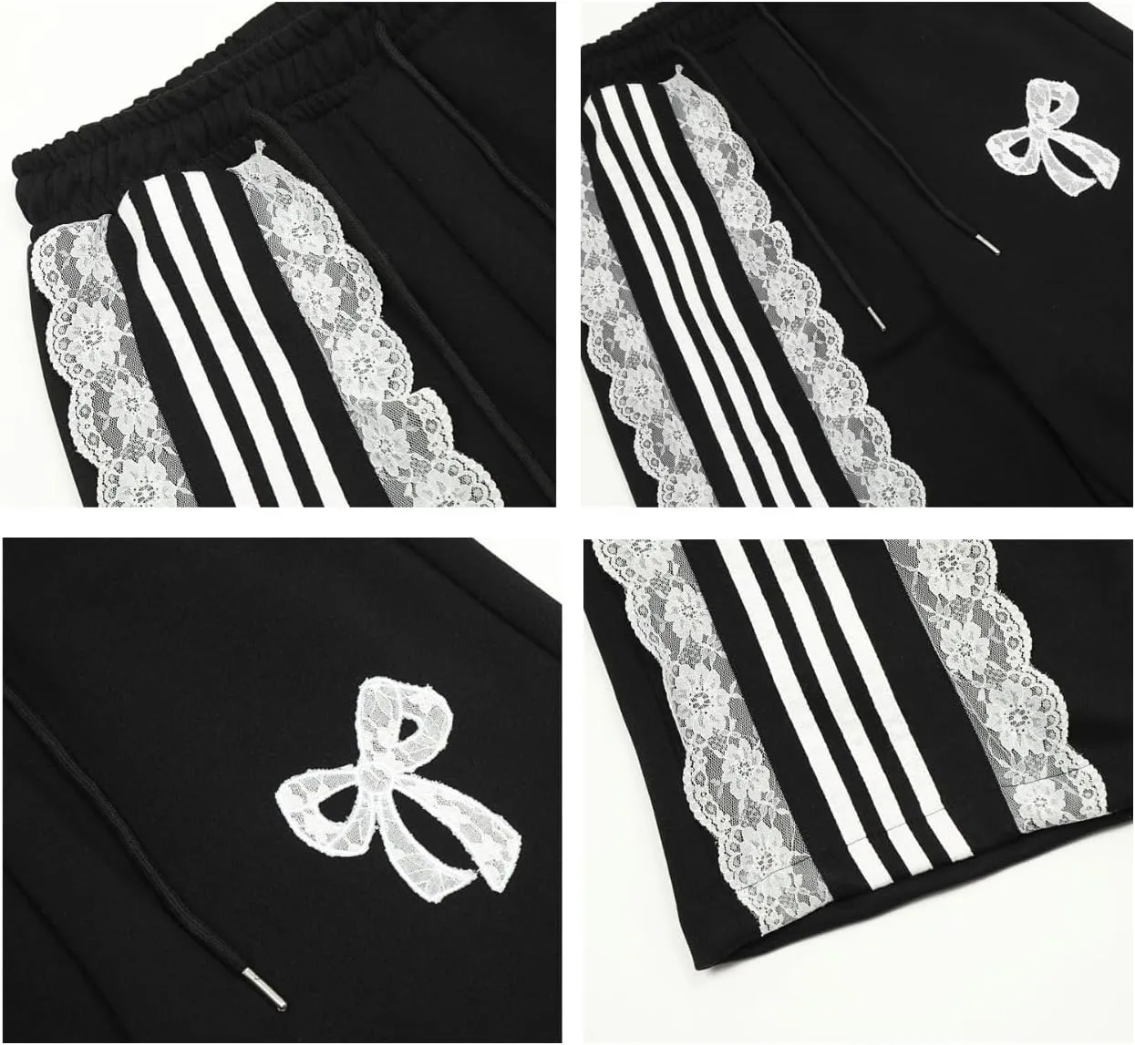 Baggy Sweatpants for Women Girls Bow Sweatpants Drawstring High Waisted Wide Leg Cute Pants Casual Clothing