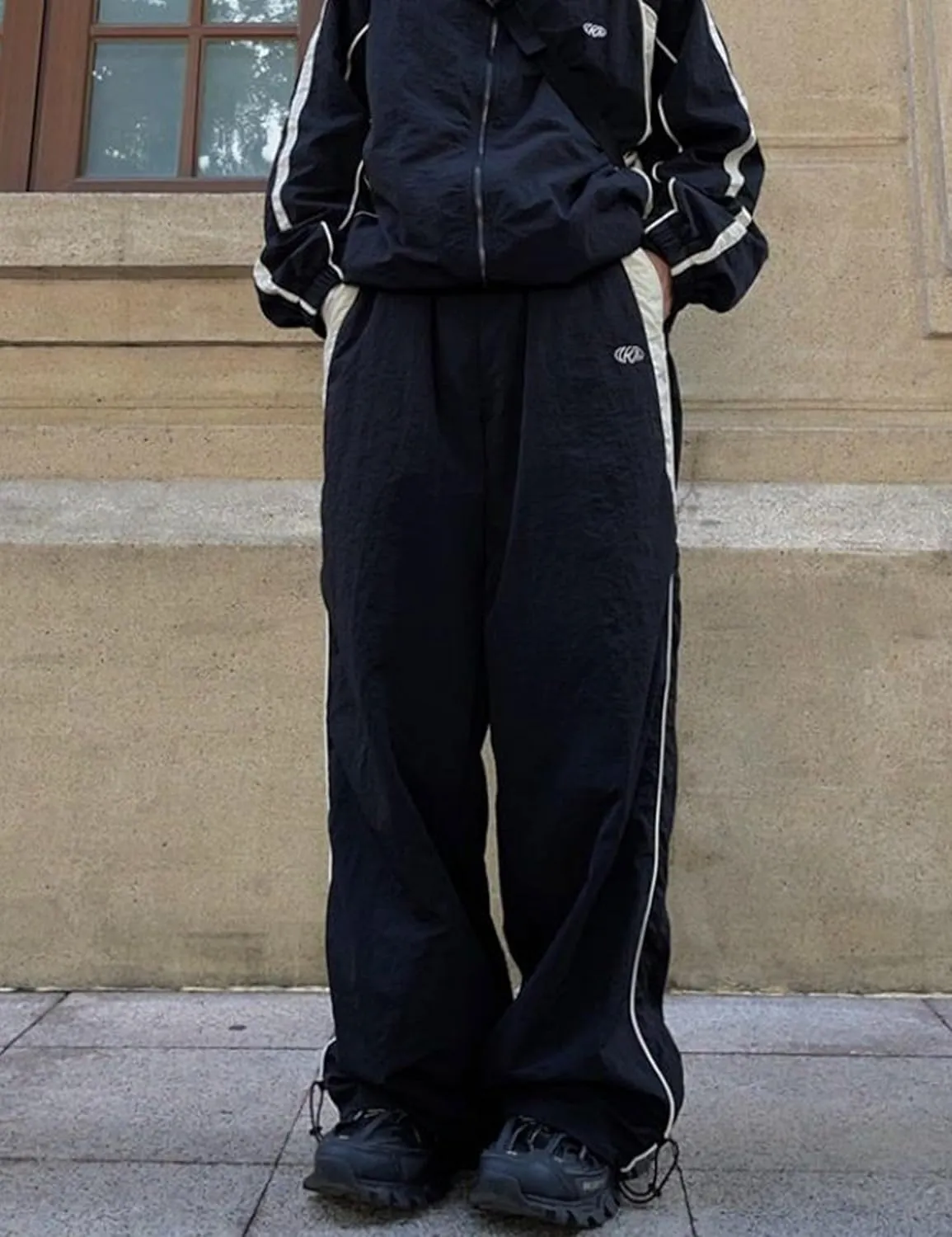 Baggy Track Pants Men Y2k Sweatpants Loose Parachute Pants Lightweight Elasitc Waist Workout Pants with Drawstring