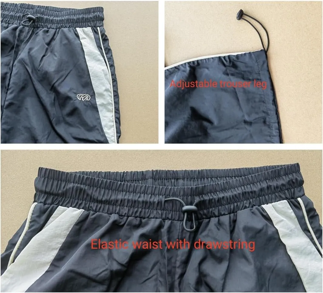 Baggy Track Pants Men Y2k Sweatpants Loose Parachute Pants Lightweight Elasitc Waist Workout Pants with Drawstring