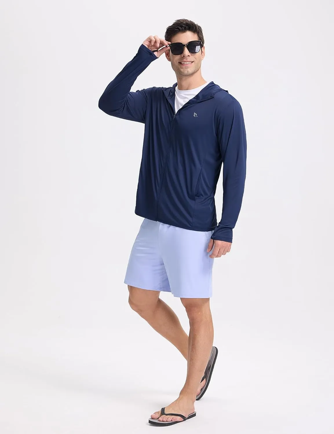 baleaf Men's UPF 50  Sun Protection Hoodie Full Zip Jacket Lightweight Long Sleeve Cooling Shirts Pockets Hiking Fishing