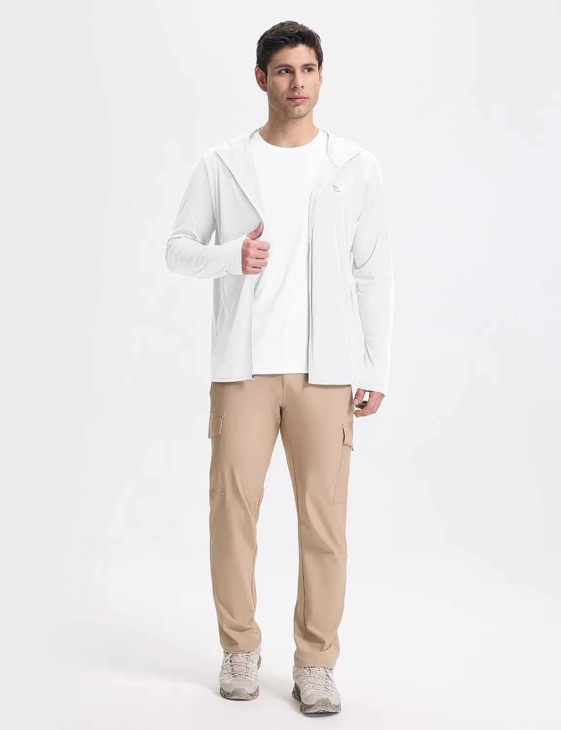 baleaf Men's UPF 50  Sun Protection Hoodie Full Zip Jacket Lightweight Long Sleeve Cooling Shirts Pockets Hiking Fishing