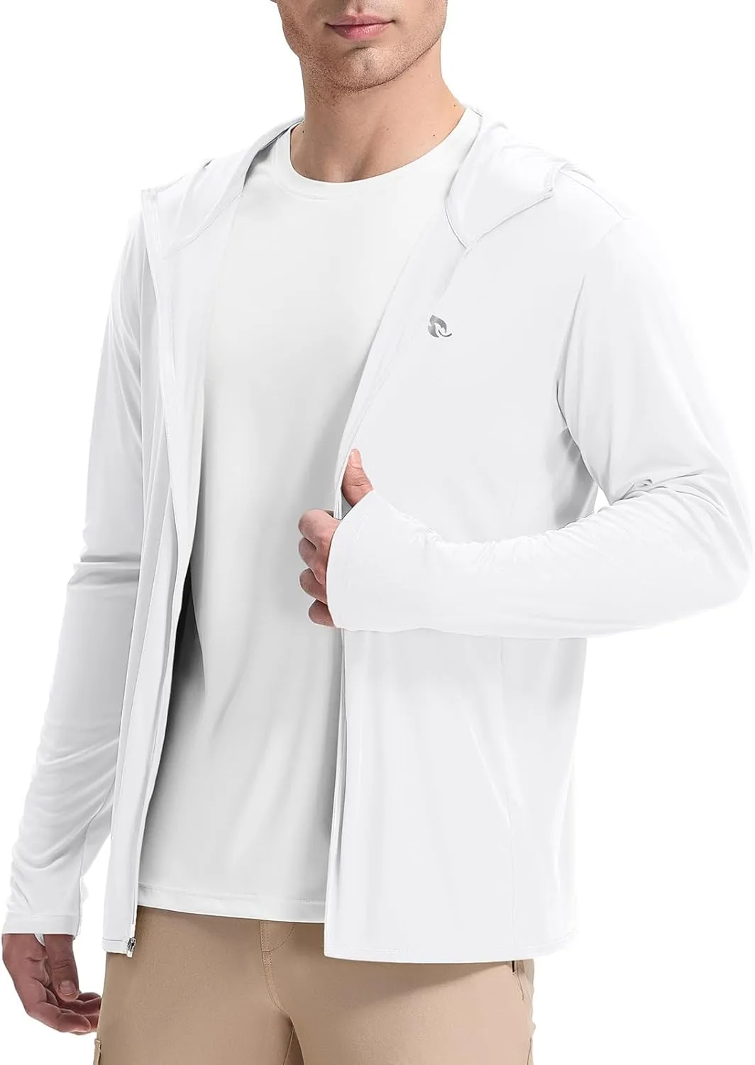 baleaf Men's UPF 50  Sun Protection Hoodie Full Zip Jacket Lightweight Long Sleeve Cooling Shirts Pockets Hiking Fishing