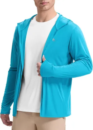 baleaf Men's UPF 50  Sun Protection Hoodie Full Zip Jacket Lightweight Long Sleeve Cooling Shirts Pockets Hiking Fishing