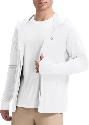 baleaf Men's UPF 50  Sun Protection Hoodie Full Zip Jacket Lightweight Long Sleeve Cooling Shirts Pockets Hiking Fishing