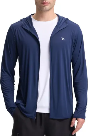 baleaf Men's UPF 50  Sun Protection Hoodie Full Zip Jacket Lightweight Long Sleeve Cooling Shirts Pockets Hiking Fishing
