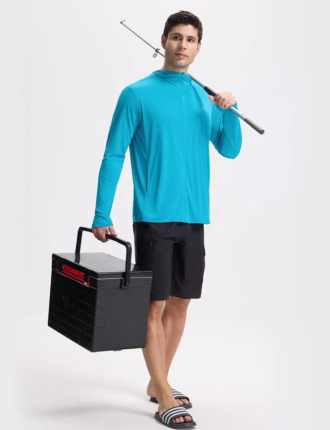 baleaf Men's UPF 50  Sun Protection Hoodie Full Zip Jacket Lightweight Long Sleeve Cooling Shirts Pockets Hiking Fishing