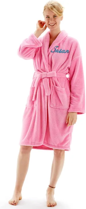 BC BARE COTTON Personalized Robe - Microfiber Plush Fleece Shawl Bathrobe