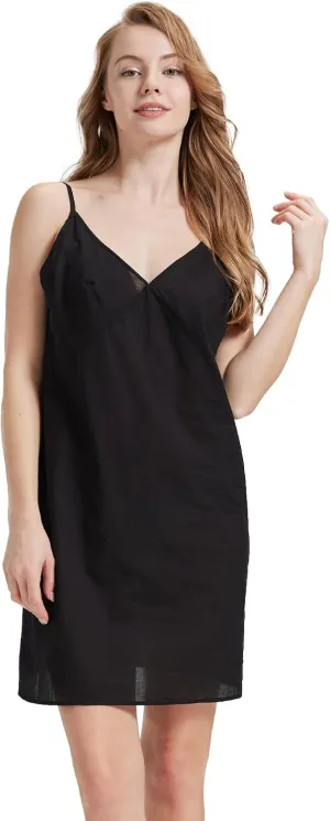 BEAUTELICATE Women 100% Dress Slip Cotton Slip Under Dress Above Knee Full Slip Adjustable Straps Nightgown