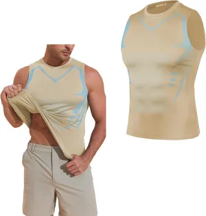 Beotyshow Ionic Shaping Sleeveless Shirt Gynecomastia Compression Shirts Slimming Body Shaper Vest Shapewear Tank Top for Men