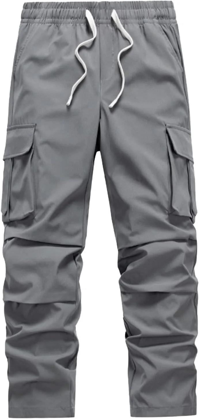 Big and Tall Cargo Pants for Men with Multi Pockets Relaxed Fit Straight Leg Sweatpants Stretch Lightweight Streetwear Pants