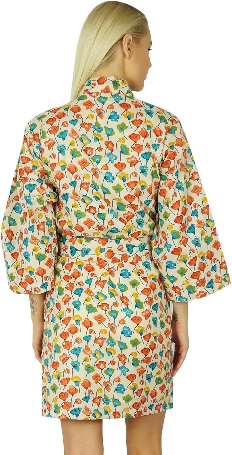 Bimba Women Cotton Printed Short Custom Robe Getting Ready Bridesmaid Robes Coverup