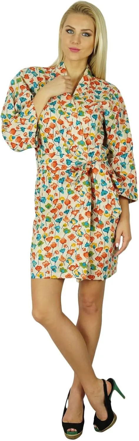 Bimba Women Cotton Printed Short Custom Robe Getting Ready Bridesmaid Robes Coverup