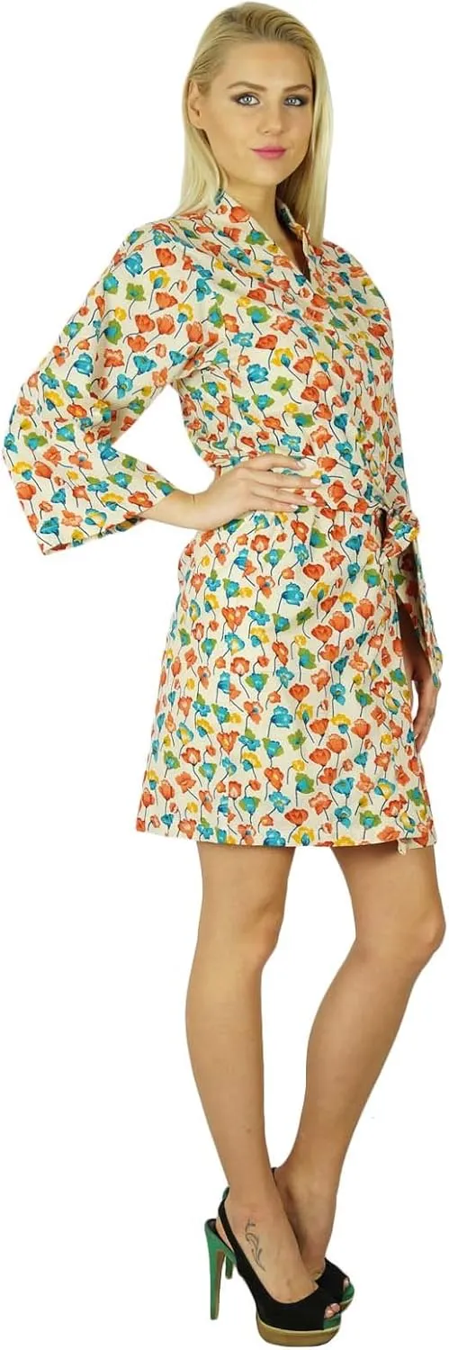 Bimba Women Cotton Printed Short Custom Robe Getting Ready Bridesmaid Robes Coverup