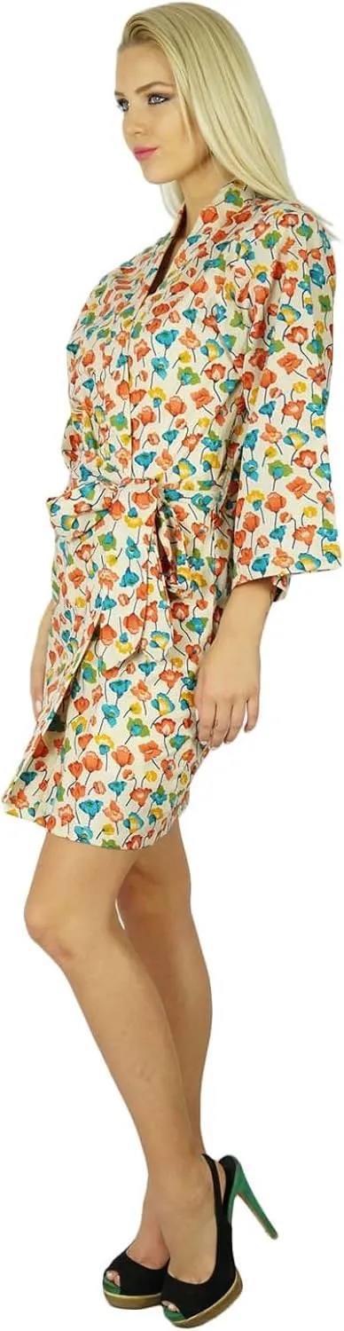 Bimba Women Cotton Printed Short Custom Robe Getting Ready Bridesmaid Robes Coverup