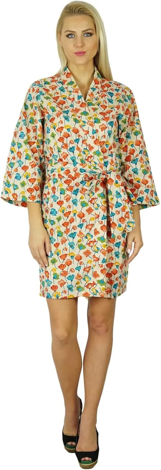 Bimba Women Cotton Printed Short Custom Robe Getting Ready Bridesmaid Robes Coverup