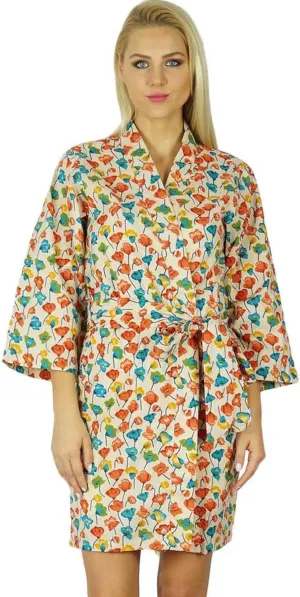 Bimba Women Cotton Printed Short Custom Robe Getting Ready Bridesmaid Robes Coverup