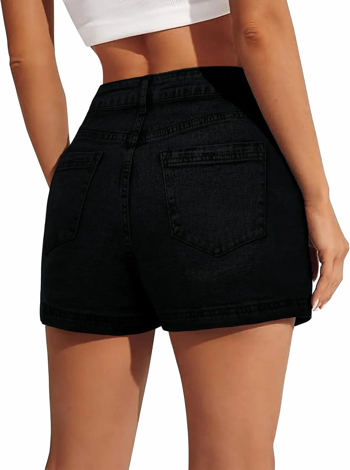 BISUAL Denim Skort for Women High Waist Ripped Mini Denim Skirt Casual Distressed Stretch Women Jean Skirt