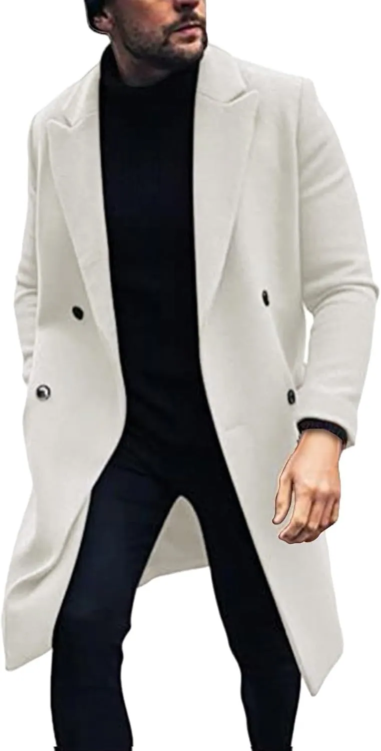 black trench coat Coat Lapel Collar Long Sleeve Padded Leather Jacket Vintage Thicken Coat men's wool jackets coats