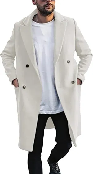 black trench coat Coat Lapel Collar Long Sleeve Padded Leather Jacket Vintage Thicken Coat men's wool jackets coats