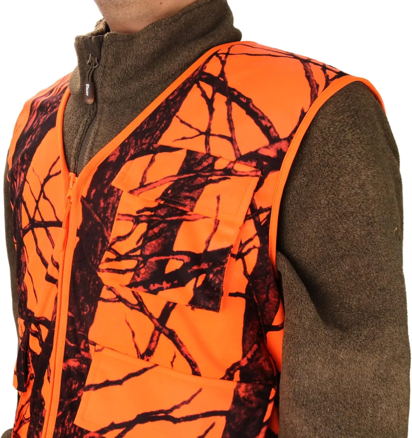Blaze Orange Hunting Vest with Pockets for Men fishing Camping Outerwear