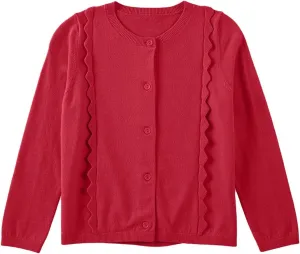 blibean Girls School Sweaters Uniforms Cardigan Kids Ruffles Tops Size 6-15 Years