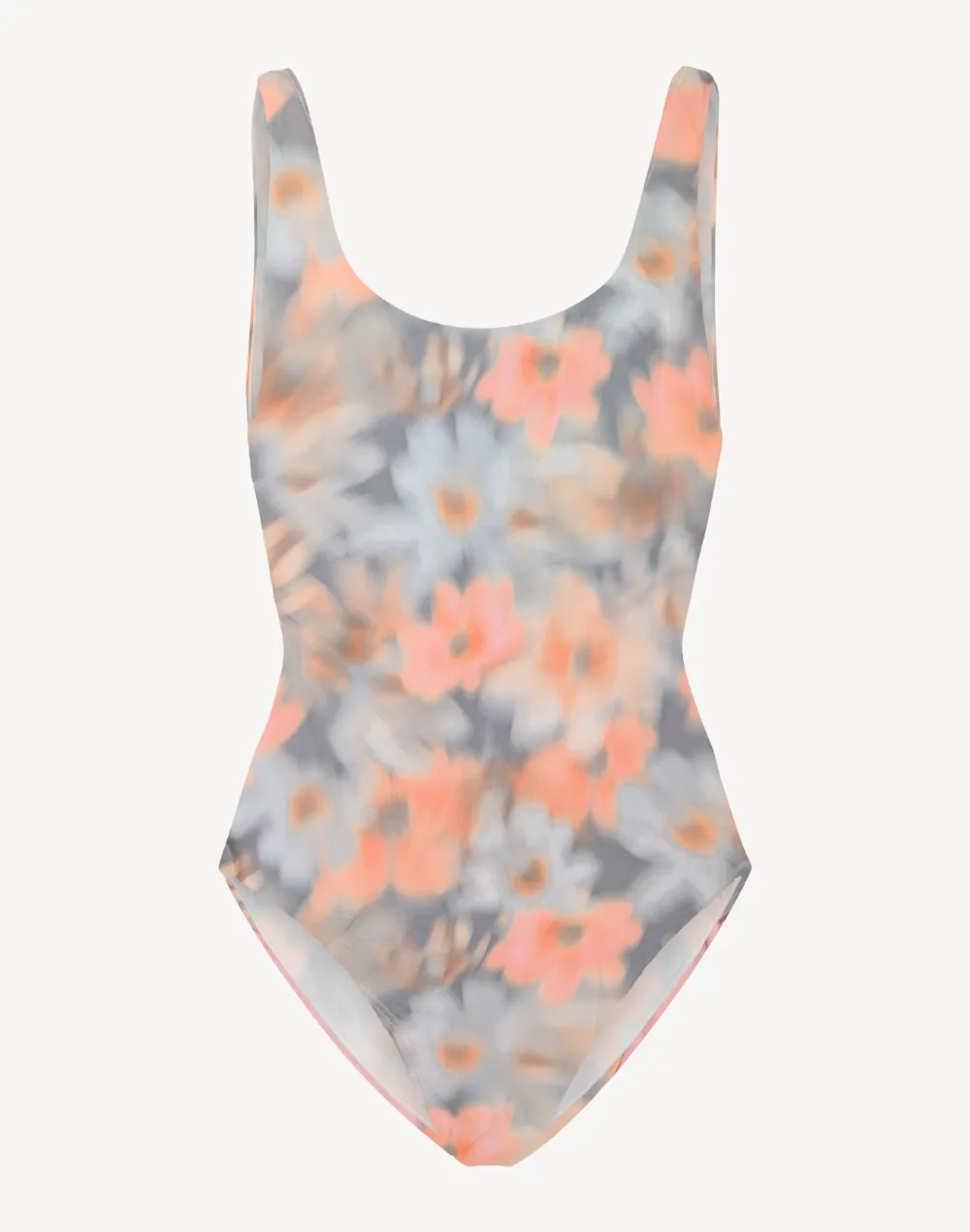 Blurred Floral Scoop Back One Piece Swimsuit